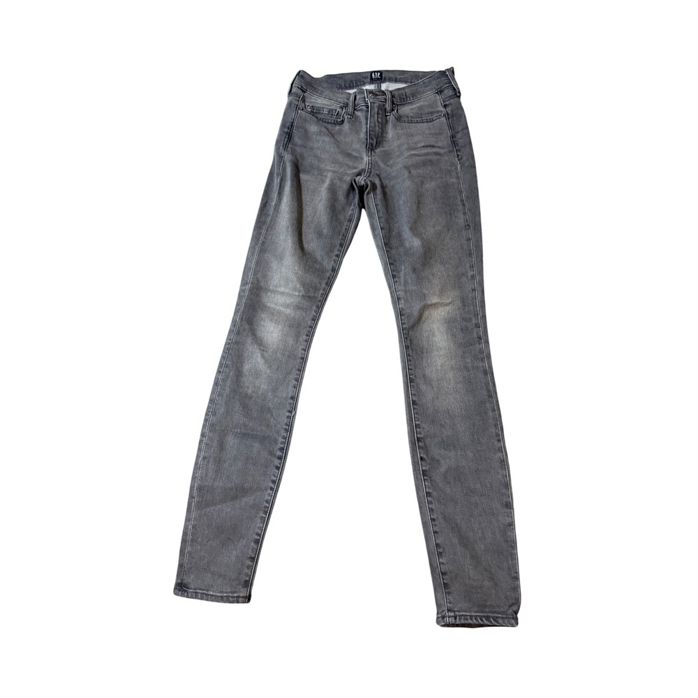 Gap Size 24 R True Skinny Gray Black Jeans Denim Stretch 29" Inseam 8" Rise‎